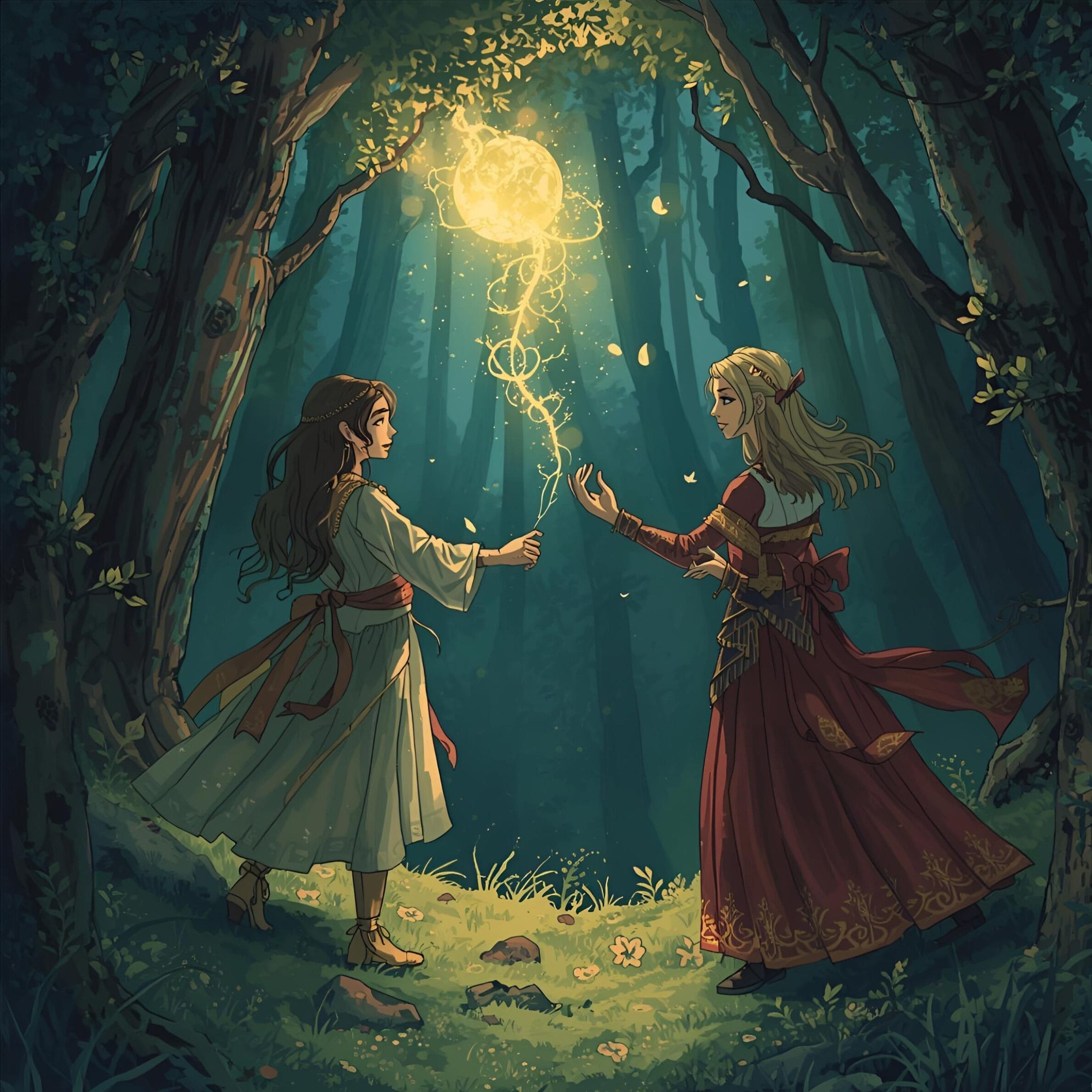 Mystical landscape, glowing forest, or fantasy castle Fantasy world-building for romance novels