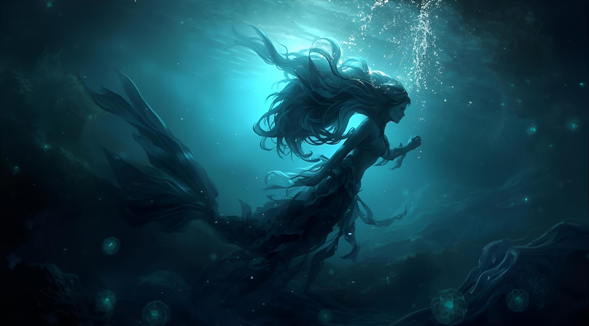 Siren Romance Writing Mermaids Siren in underwater world representing mermaid romance and water magic in fantasy writing